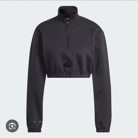 adidas Tops - Adidas Cropped Half-Zip Sweatshirt, Dark Grey, Small, NWOT